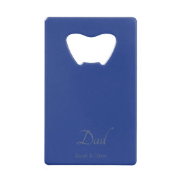 Minimalistisch blauw & zilver "papa" Aangepast - Creditkaart Flessenopener