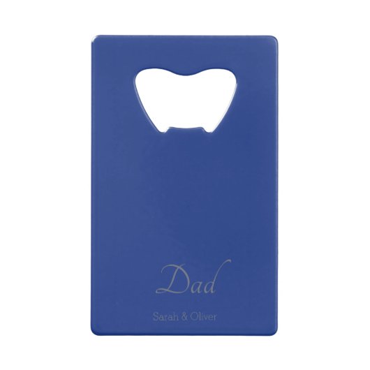 Minimalistisch blauw & zilver "papa" Aangepast - Creditkaart Flessenopener (Voorkant)