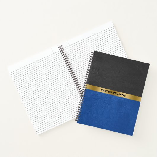 Minimalistisch blauw & zwart  kunstleer notitieboek (Binnen)