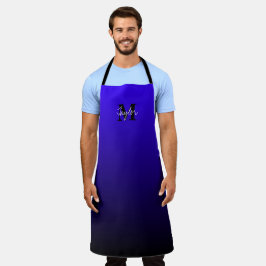 Minimalistisch blauw zwart Ombre Naam Monogram Sch Schort