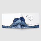 Minimalistisch blauwe en goudbruinbruin huwelijk gastenboek (Volledig)