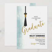 Minimalistisch Blauwgroen Afstuderen Kaart (Voorkant / Achterkant)