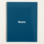 Minimalistisch blauwgroen blauw aangepaste tekst j planner<br><div class="desc">Minimalistische blauwgroen blauw aangepaste tekst,  naam,  jaar,  initialen,  monogram eenvoudige elegante gepersonaliseerde planner. Aangepaste witte tekst op blauwgroen blauwe effen kleur achtergrond.</div>