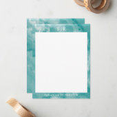 Minimalistisch Blauwgroen Blauw Marmeren Grensmono Notitiekaartje (Voorkant / Achterkant in situ)