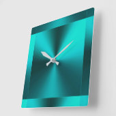 Minimalistisch Blauwgroen blauw, modern Vierkante Klok (Hoek)