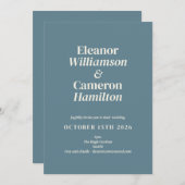 Minimalistisch Blauwgroen blauw ontwerp-huwelijk i Kaart (Voorkant / Achterkant)