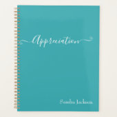 Minimalistisch Blauwgroen blauw witscript Planner (Voorkant)