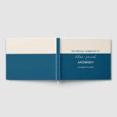 Minimalistisch Blauwgroen en Cream Custom Wedding Gastenboek (Volledig)