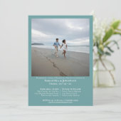 Minimalistisch Blauwgroen fotofeest met een bruilo Kaart (Staand voorkant)