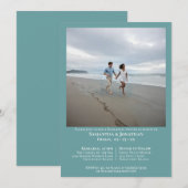 Minimalistisch Blauwgroen fotofeest met een bruilo Kaart (Voorkant / Achterkant)