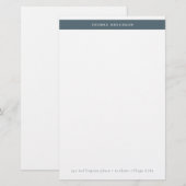 Minimalistisch Blauwgroen grijs eenvoudig Stripe-a Briefpapier (Voorkant / Achterkant)