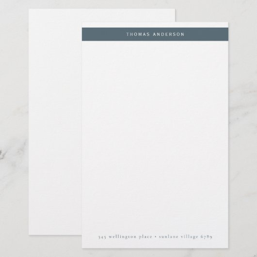 Minimalistisch Blauwgroen grijs eenvoudig Stripe-a Briefpapier (Voorkant / Achterkant)