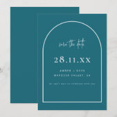 Minimalistisch Blauwgroen Groen Save The Date (Voorkant / Achterkant)