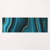 Minimalistisch Blauwgroen stromen, Turquoise & Gol Yogamat (Voorkant (horizontaal))