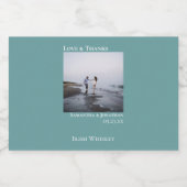 Minimalistisch Blauwgroen weddenschap Foto's & Bed Likeurfles Etiket (Enkel label)