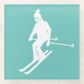 Minimalistisch Blauwgroen winter Glazen Onderzetter (Voorkant)