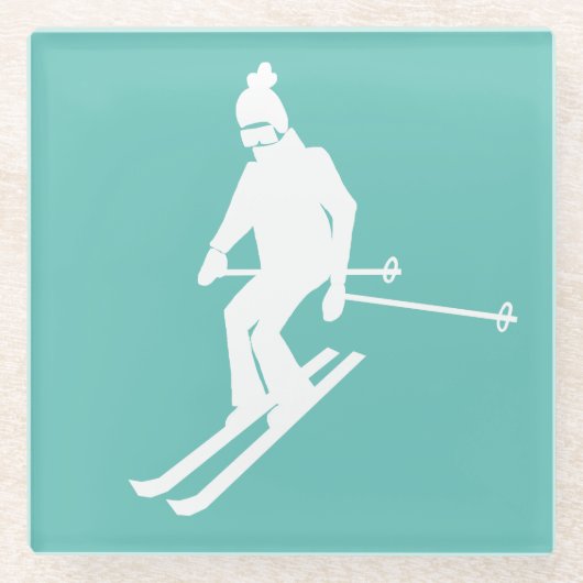 Minimalistisch Blauwgroen winter Glazen Onderzetter (Voorkant)