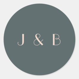 Minimalistisch Blauwgroen zwart-wit kunstschildpad Ronde Sticker