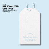 Minimalistisch Bleek blauw Label met boog Cadeaulabel