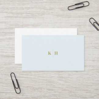 Minimalistisch Bleek Blauw Wit Monogram Visitekaar Visitekaartje