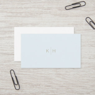 Minimalistisch Bleek Blauw Wit Monogram Visitekaar Visitekaartje