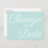 Minimalistisch Bleek Zee Groen Wijzig de datum Aankondigingskaart (Voorkant / Achterkant)