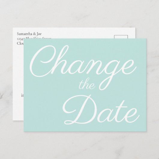 Minimalistisch Bleek Zee Groen Wijzig de datum Aankondigingskaart (Voorkant / Achterkant)