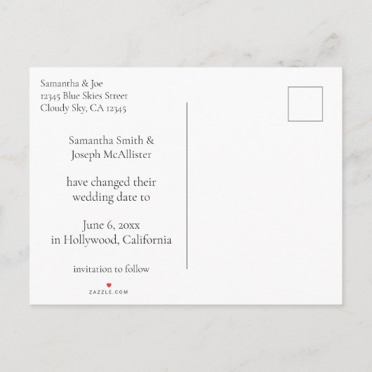 Minimalistisch Bleek Zee Groen Wijzig de datum Aankondigingskaart (Achterkant)