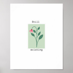 Minimalistisch Bloem Stempelontwerp dat Nog Bestaa Poster