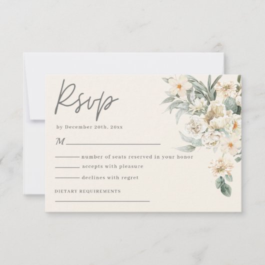 Minimalistisch Bloemen aardeachtige tonen eden bla RSVP Kaartje (Voorkant)