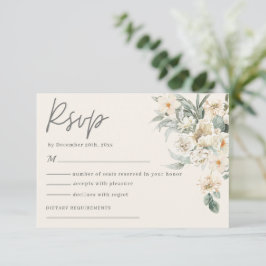 Minimalistisch Bloemen aardeachtige tonen eden bla RSVP Kaartje