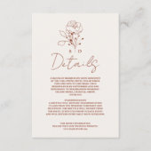 Minimalistisch Bloemen Terracotta Monogram Bruilof Informatiekaartje (Voorkant)