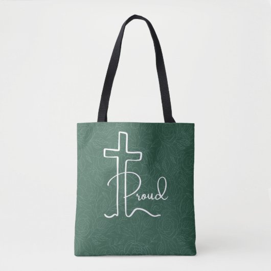 Minimalistisch Bloemen Trots Christelijke Cross Li Tote Bag (Voorkant)
