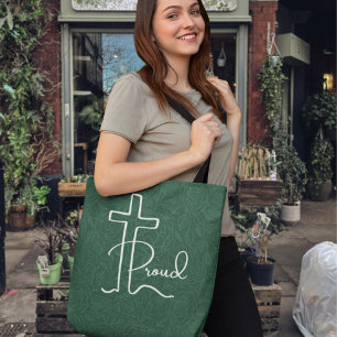 Minimalistisch Bloemen Trots Christelijke Cross Li Tote Bag