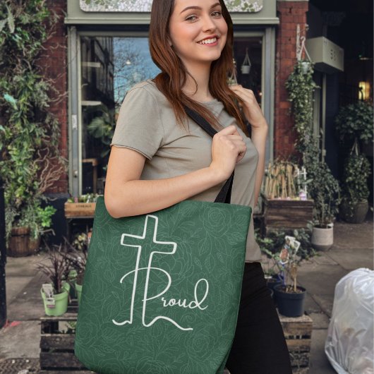 Minimalistisch Bloemen Trots Christelijke Cross Li Tote Bag