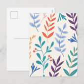 Minimalistisch bloemenblad feestdagenkaart (Voorkant / Achterkant)