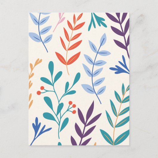 Minimalistisch bloemenblad feestdagenkaart (Voorkant)