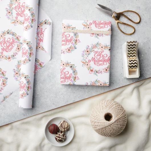 Minimalistisch Bloemenofferfeest Mubarak | eID-cad Cadeaupapier (Crafts)