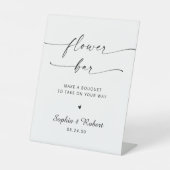 Minimalistisch bloemenstaafje reclamebord met voetstuk (Voorkant)