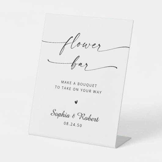 Minimalistisch bloemenstaafje reclamebord met voetstuk (Voorkant)