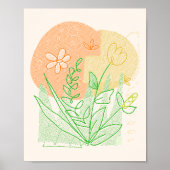  minimalistisch bloemgeel Sinaasappel Abstract Poster (Voorkant)