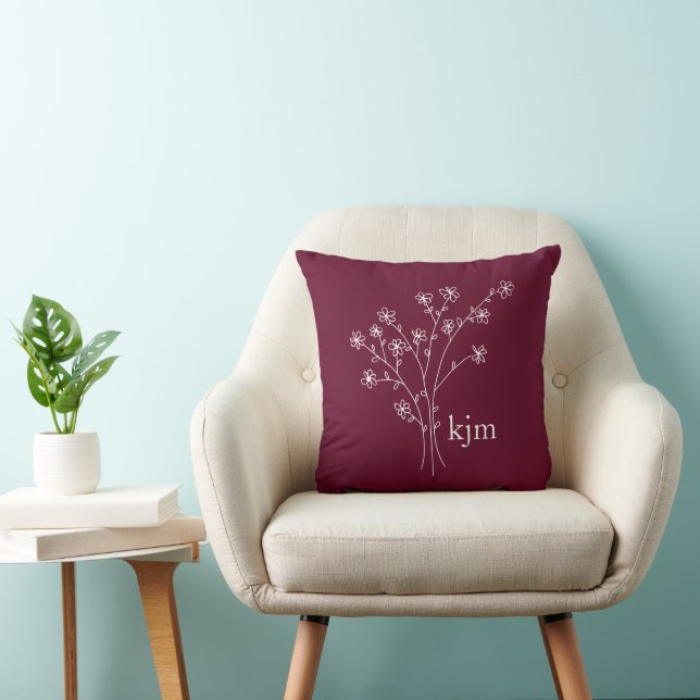 Minimalistisch bloemig monogram kussen (Stoel)