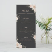 Minimalistisch Bloemig Zwart Restaurant Of Trouwme Programmakaart (Staand voorkant)
