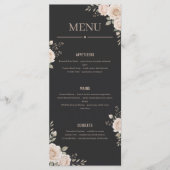 Minimalistisch Bloemig Zwart Restaurant Of Trouwme Programmakaart (Voorkant)