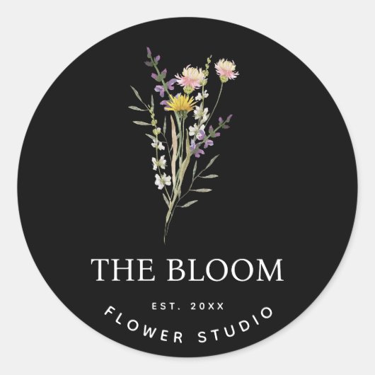 Minimalistisch Bloemist Bloemboeket Label (Voorkant)