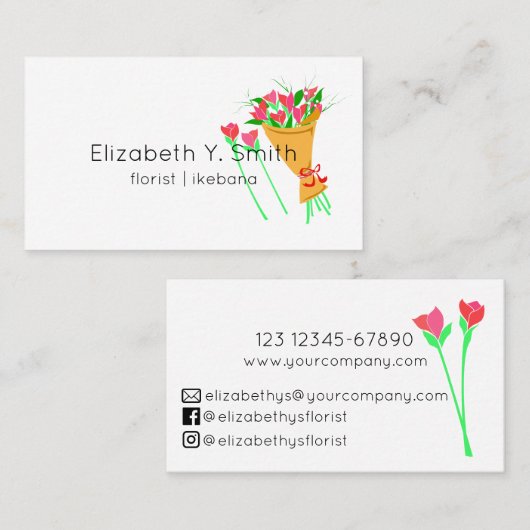Minimalistisch Bloemist Visitekaartje (Voorkant / Achterkant)