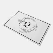 Minimalistisch bloemkrans monogram deurmat (Schuin)