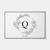 Minimalistisch bloemkrans monogram deurmat (Voorkant)