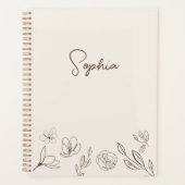 Minimalistisch Bloemneutraal Beige gepersonaliseer Planner (Voorkant)
