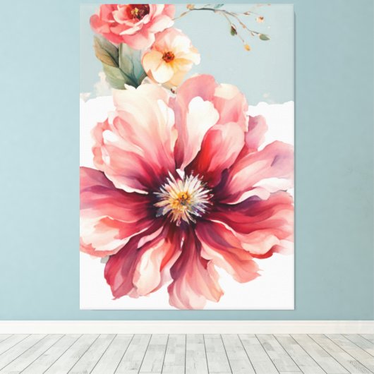 Minimalistisch bloemontwerp canvas afdruk (Insitu (Houten vloer))